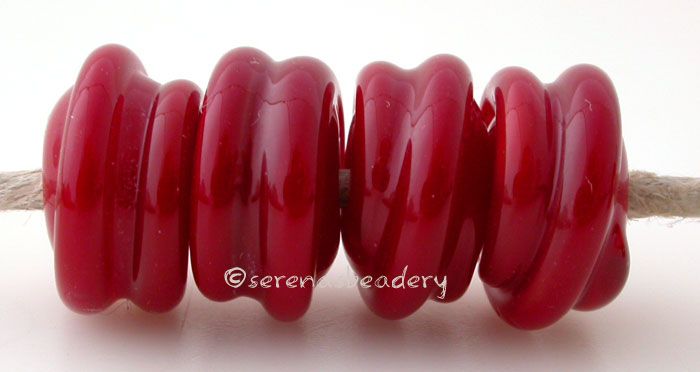 TANERES sra lampwork beads BRIGHT RED RAISED SPIRAL  