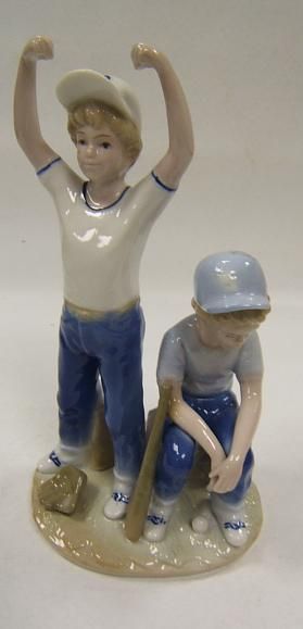 Paul Sebastian 1989 Baseball statue 2 boys Win Loose  