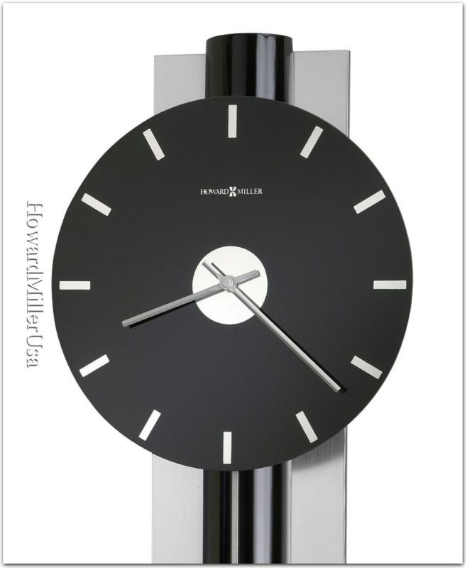 625403 Howard Miller Contemporary black glass face quartz wall clock 