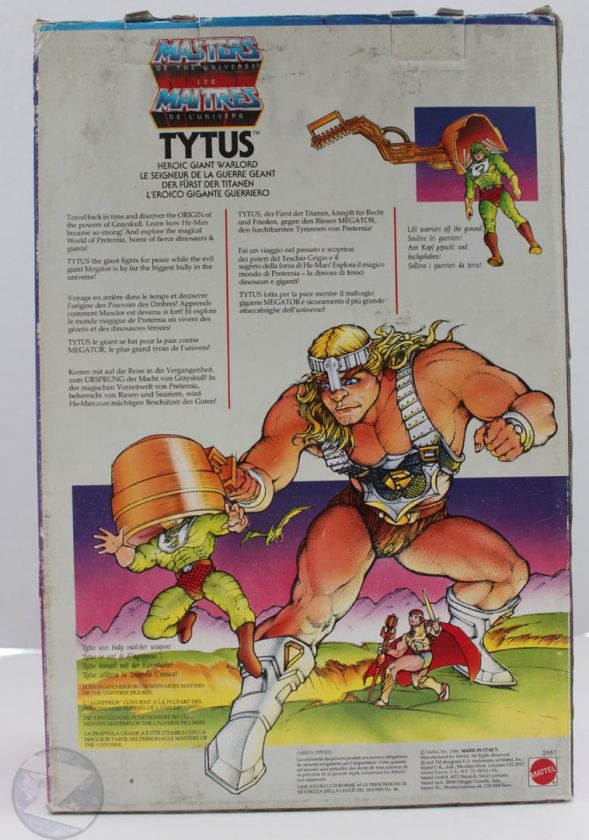 HE MAN MOTU TYTUS 1987 original Vintage MIB HEMAN ITALY W/ COA SCARCE 