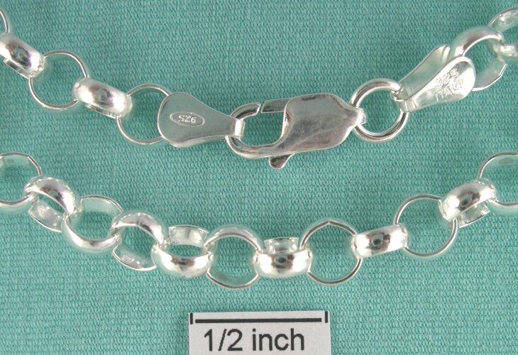20 INCH SOLID STERLING SILVER 6MM ROLO CHAIN NECKLACE  