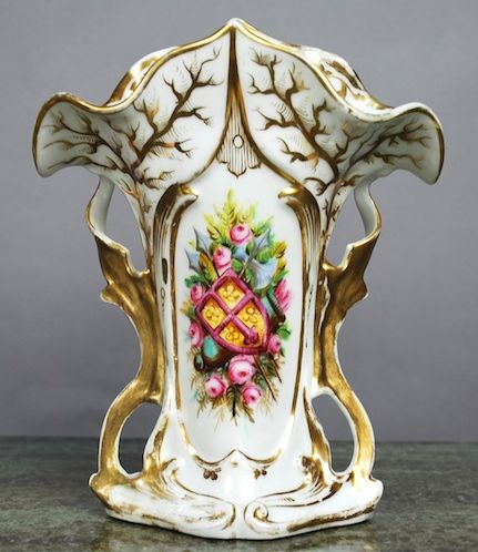 PAIR OF 19TH C. HANDPAINTED PORCELAIN VIEUX PARIS VASES  