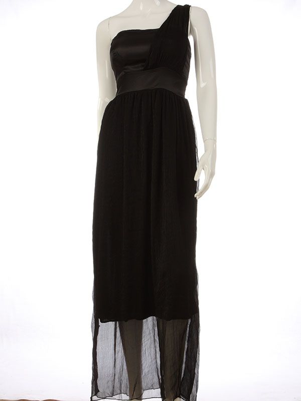 VINTAGE GREEK ONE SHOULDER MAXI EVENING DRESS 0485  