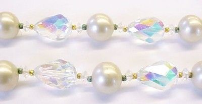 Vintage Austrian Crystal & Pearl Necklace & Earring Set  