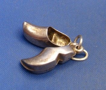 Vintage 835 Silver Dutch Wooden Clogs Shoes Charm  