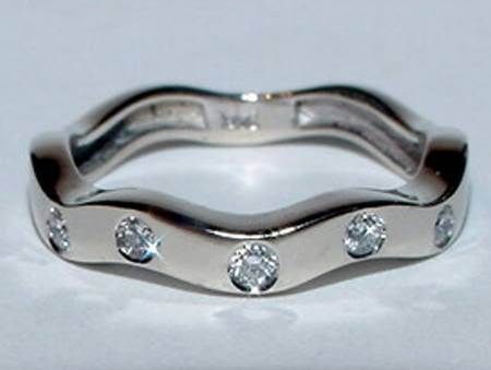 ZIG ZAG 14K White Gold Ring Diamond Anniversary Band  