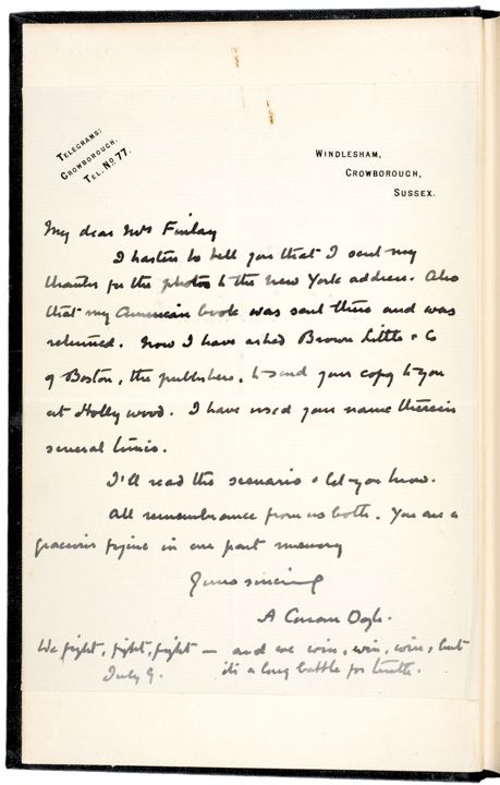 SIR ARTHUR CONAN DOYLE, Autograph Letter Signed  