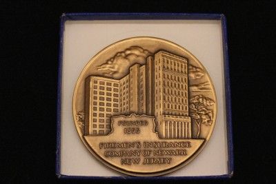 Firemen Insurance 100th Anniversary Bronze Medallion NJ  