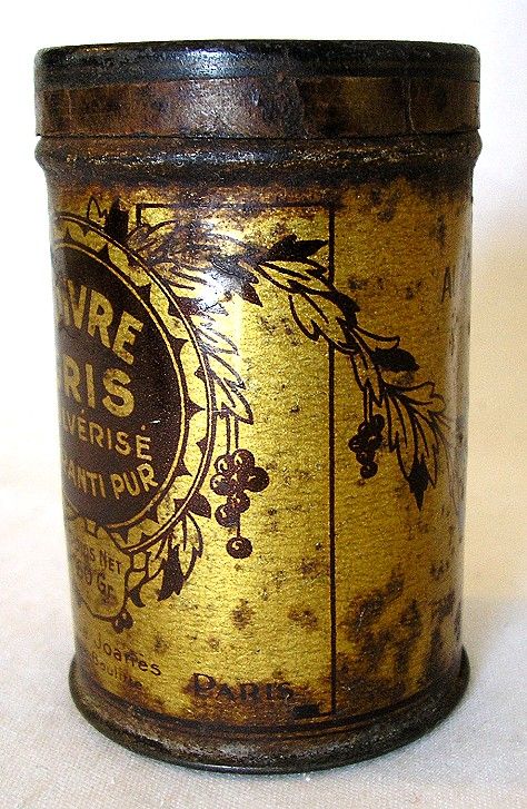 TOLEWARE TIN CANISTER CAIIFA POIVRE GRIS SMALL c1900  