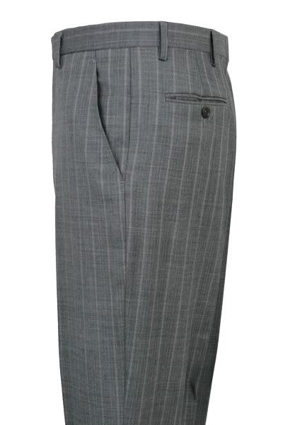 Zanetti Made in Italy 3 Button Lt.Gray Stripe Flat Front Suit