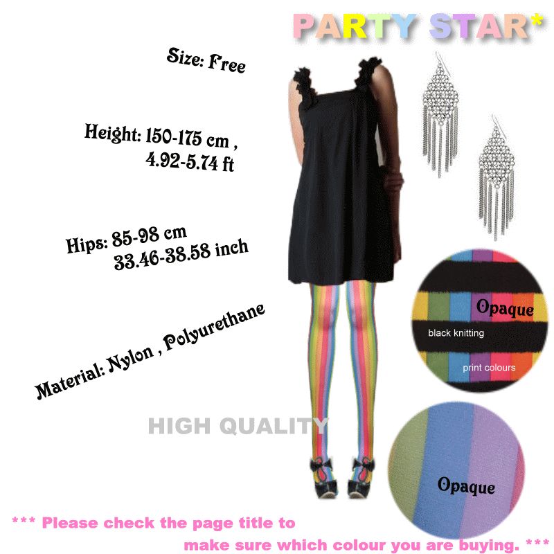 Horizontal striped BLACK RAINBOW PRINT Pantyhose/Tights  