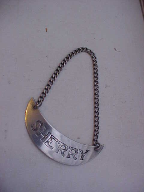 Sherry Sterling Silver Decanter Tag Label  