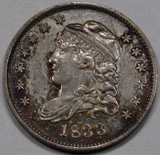 1833 Capped Bust Half Dime. MS+. ORIGINAL NICE TONE, SCARCE  