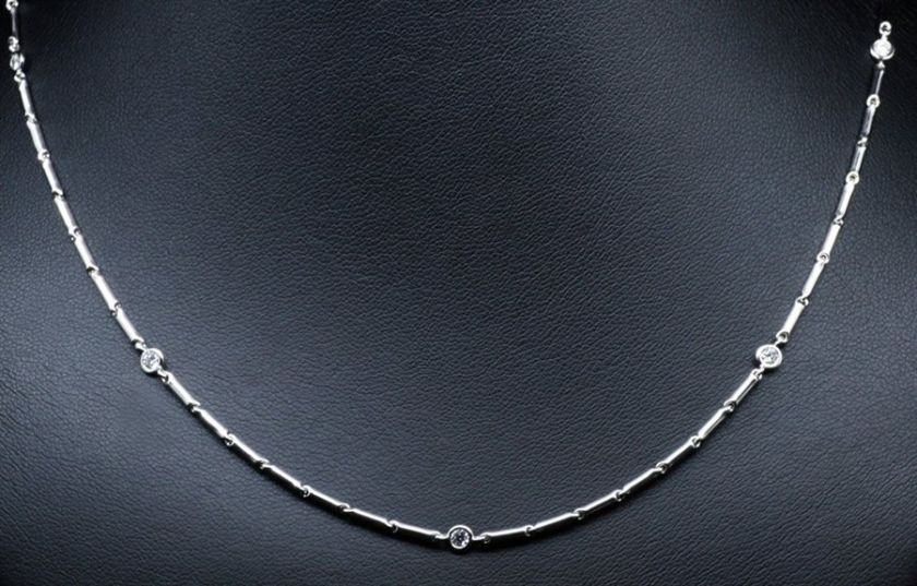 Mappin & Webb Chimento 18k White Gold Bamboo Diamond Necklace  