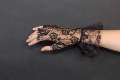 BLACK FINGERLESS LACE GLOVES FLAPPER/MADONNA/GOTH/PUNK  