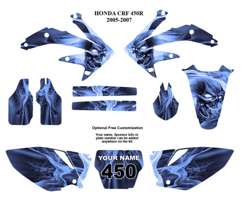 Honda CRF 450R 2005   2007 Motocross Bike Graphic Decal Kit #6666BLUE 