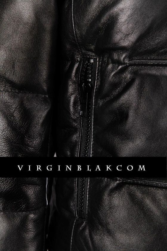 vb HOMME Mens Leather Down Jacket w Detachable Hood 0VP  