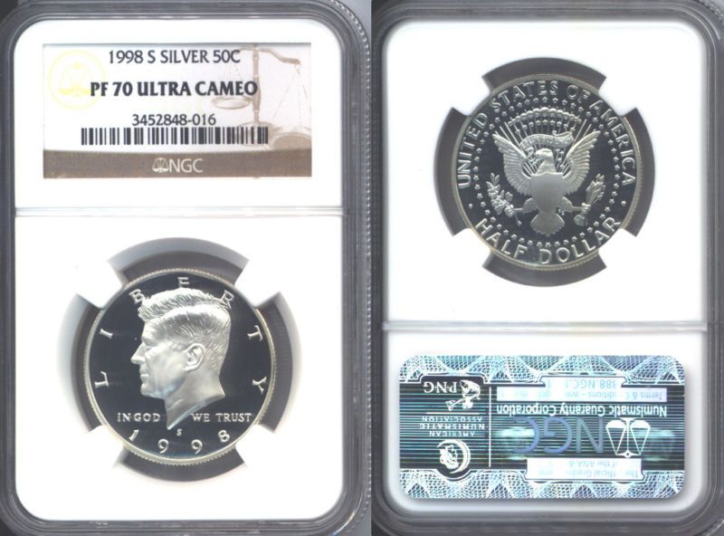 1998 S Kennedy SILVER Half 50c NGC PF70 Ultra Cameo  