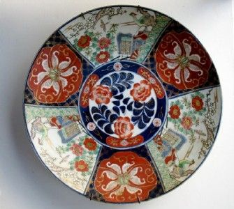 Imari Plate Large Imari Charger Lotus Plate Antique Signed  