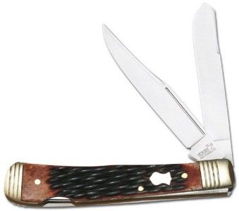 Boker Plus Brown Bone Double Lock Trapper Knife 01BO206  