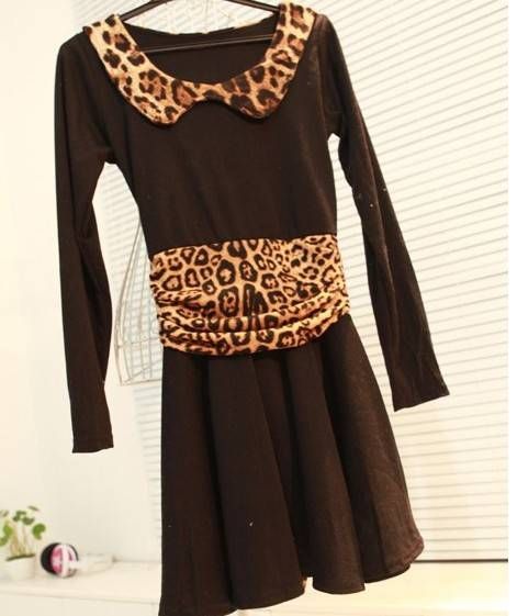 FANCYQUBE CHIC LEOPARD WAIST LONG SLEEVE DRESS 2115  