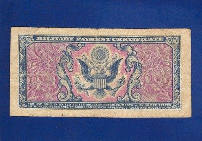 CURRENCY Series 481 MILITARY PAYMENT CERTIFICATE $.25 VFINE, Old Paper 