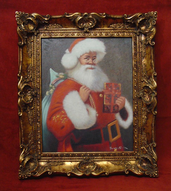 Santa & SackCloth Ho Ho Ho, 23x27,Framed Painting,7L3  