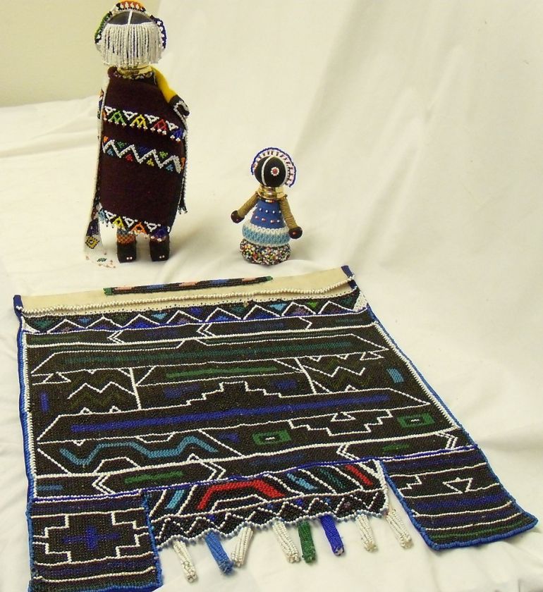 NDEBELE FERTILITY DOLLS & APRON HAND BEADED SOUTH AFRICAN TRADITIONAL 