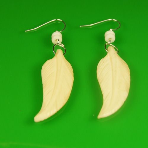 Fashion Yak Bone Feather Plume Pierced Earrings Free SH  