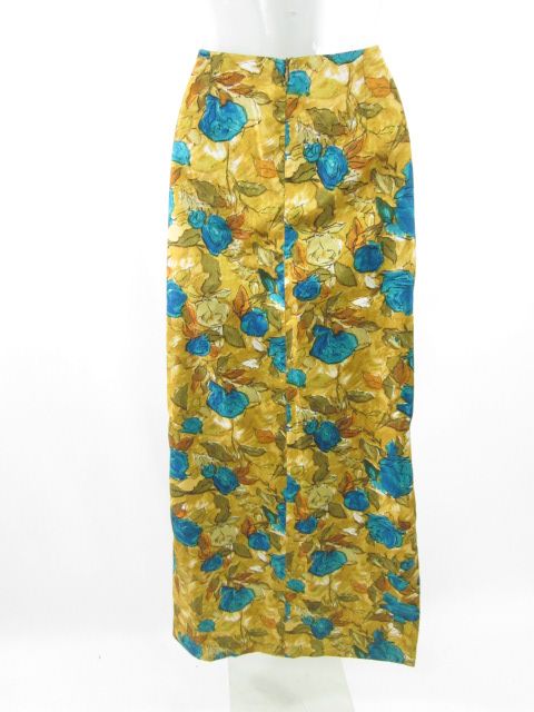 LIBBIE LANE Silk Floral Print Back Zip Long Skirt Sz 6  