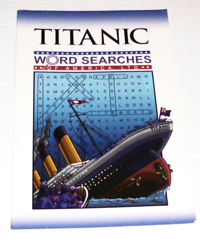 TITANIC, MENUS, PICTURE AND WORD SEARCH BOOK  