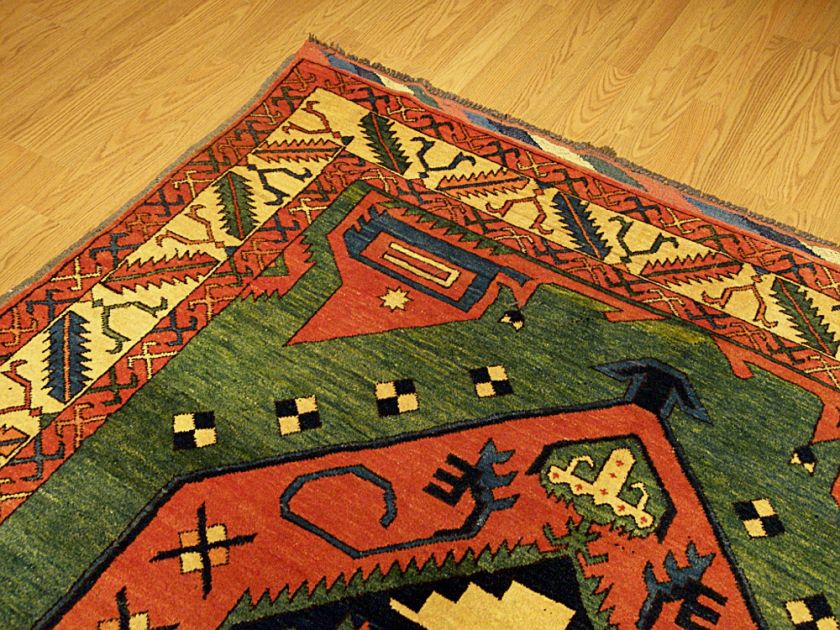   Vegetable Dye Hand spun Wool Afghan Kazak Tribal Area Rug 2440