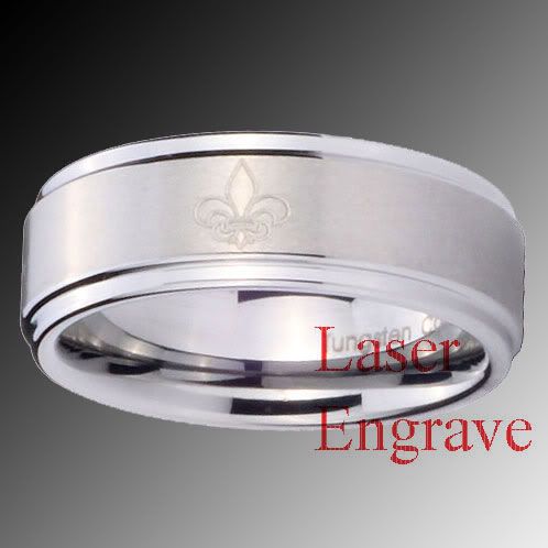 8MM TUNGSTEN CARBIDE FLEUR DE LIS MENS RING SZ 7 13  