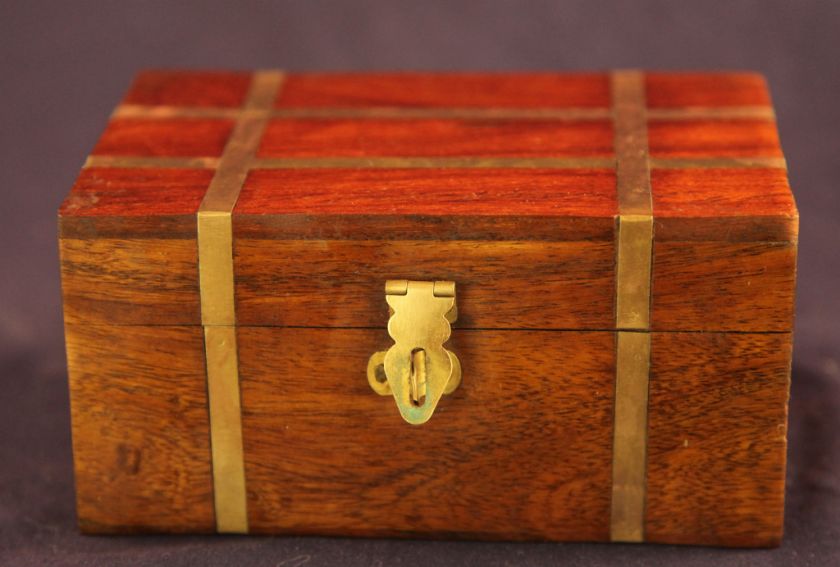 Antique Wood and Brass Cigar Box  