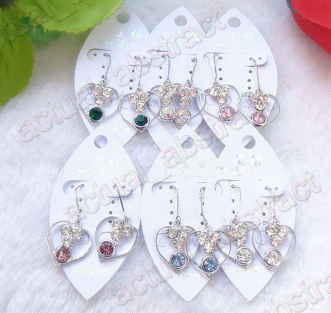 FREE wholesale 48pair diamante&silver plated earring  
