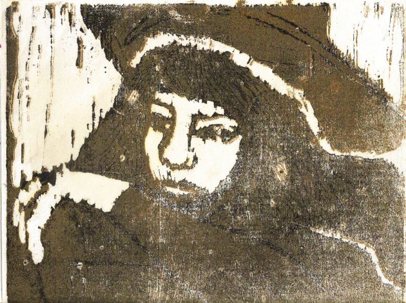 GIRL by RUTH FREEMAN WOODCUT 9 1/4 X 11 1/2  