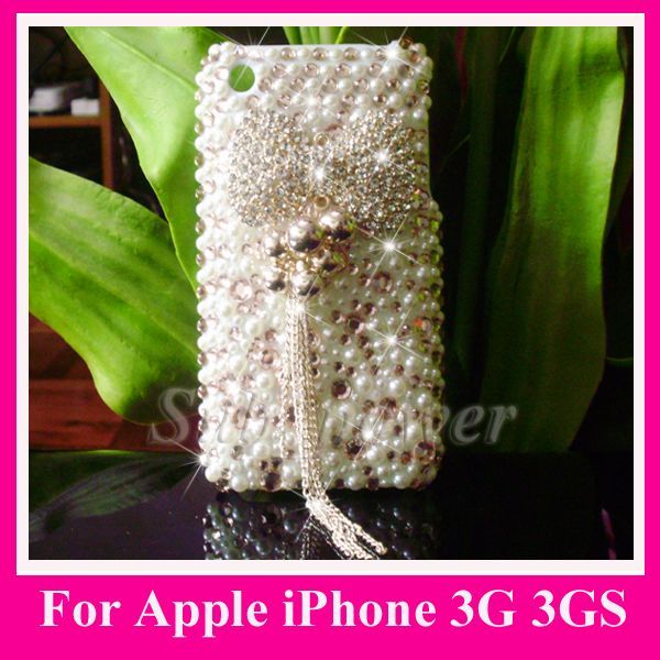   Metal BOW Bling hard back Case cover for iPhone 3G S 3GS B31  