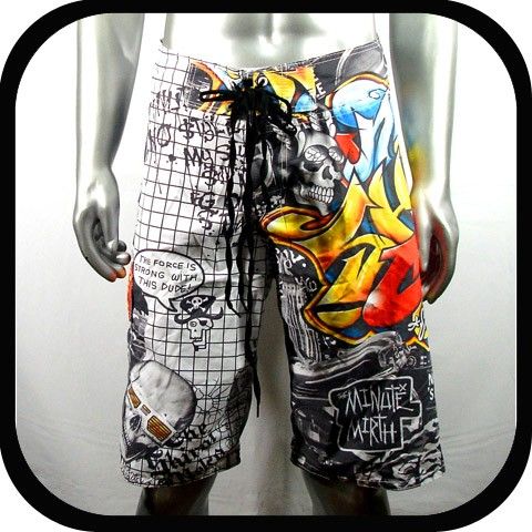 Minute Mirth Shorts Swim Board K3 Sz 32 34 36 Graffiti bmx Skate 