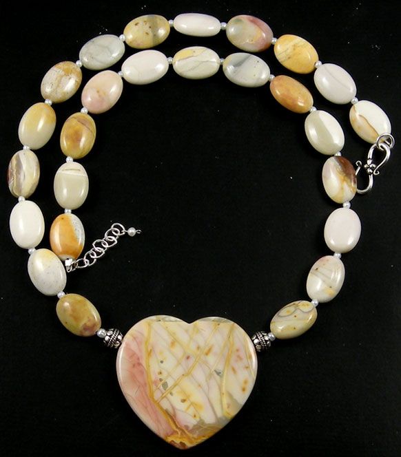 RARE PINK WILLOW CREEK JASPER PENDANT BEADS Necklace  