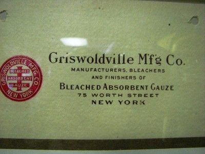 1914 GRISWOLDVILLE MFG CO FRAMED CALENDAR PAGES  