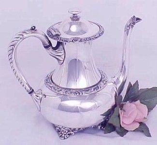 Ornate Heavy WILCOX Silver Tea Service w Matching Tray Excellent 