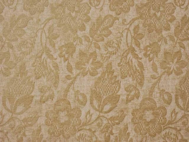 Highland Court Antique and Light Gold Floral Chenille Drapery 