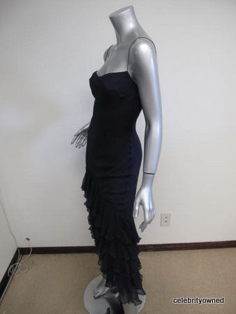 Ralph Lauren Navy Spaghetti Strap Full Length Ruffle Bottom Dress 2 