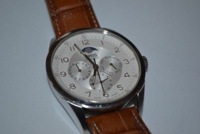 Oris Mens XXL Complication 581 7516 Rare Moonphase Watch Pre Owned 