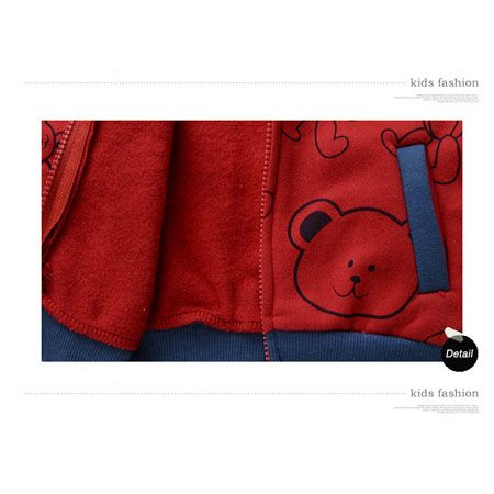 New  Kids Boy Cartoon Bear Fleece Long Sleeve Hoodie Coat 2805  