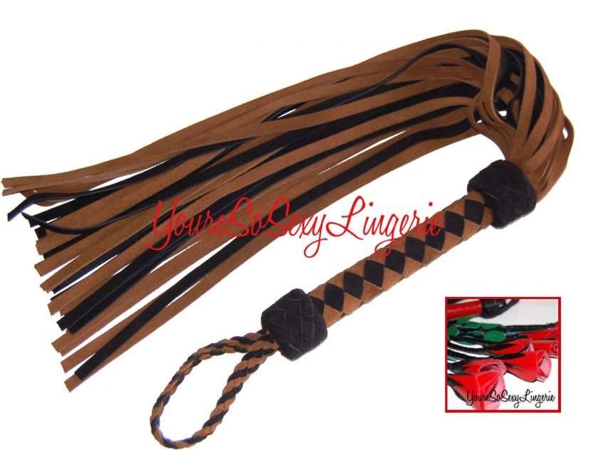   & Tan VANILLA SUEDE FLOGGER Genuine Leather Ruff Doggie Whip  