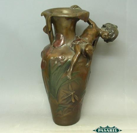 Patinated Bronze Vase Auguste Moreau France Ca 1880  