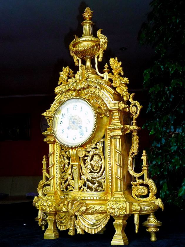 XXXL GREAT ANTIQUE FRENCH BRONZE PALACE CLOCK LOUIS XVI c.1880  