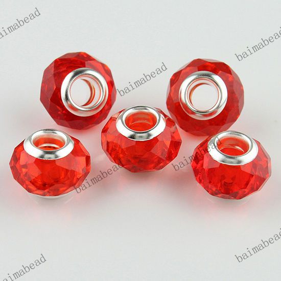 Wholesale Crystal Glass Faceted European Spacer Loose Beads Fit Charm 