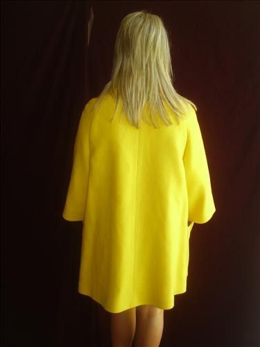 60s MoD VINTAGE Runway Chic A Line Swing Mini Dress Coat Dbl Breast 